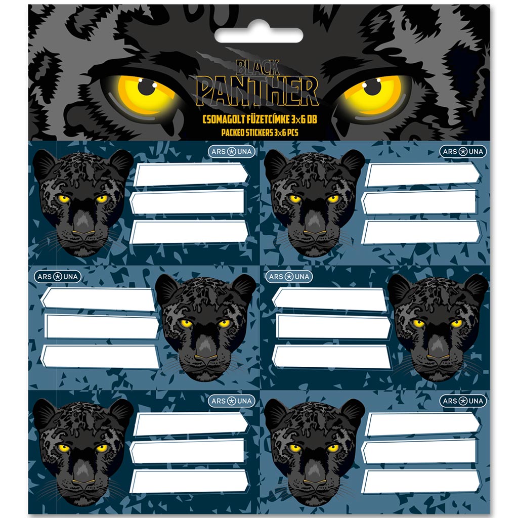 Ars Una: Black Panther pakiet naklejek na zeszyt 3x6 szt. kép 1