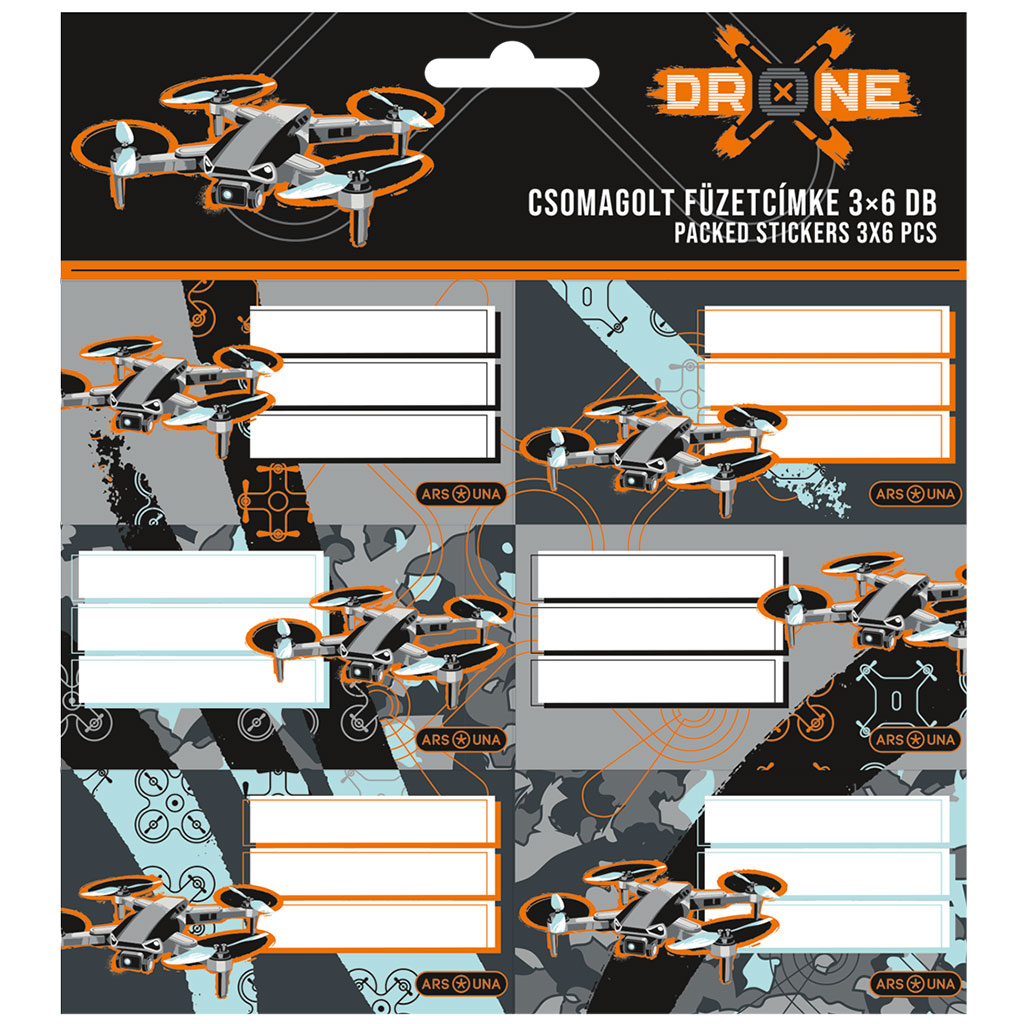 Ars Una: Drone X opakowane naklejki na zeszyty 3 x 6 szt. kép 1