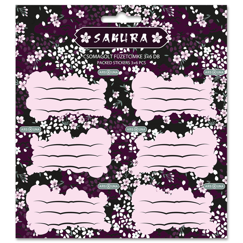 Ars Una: Naklejki na zeszyt Sakura, 3x6 szt. kép 1