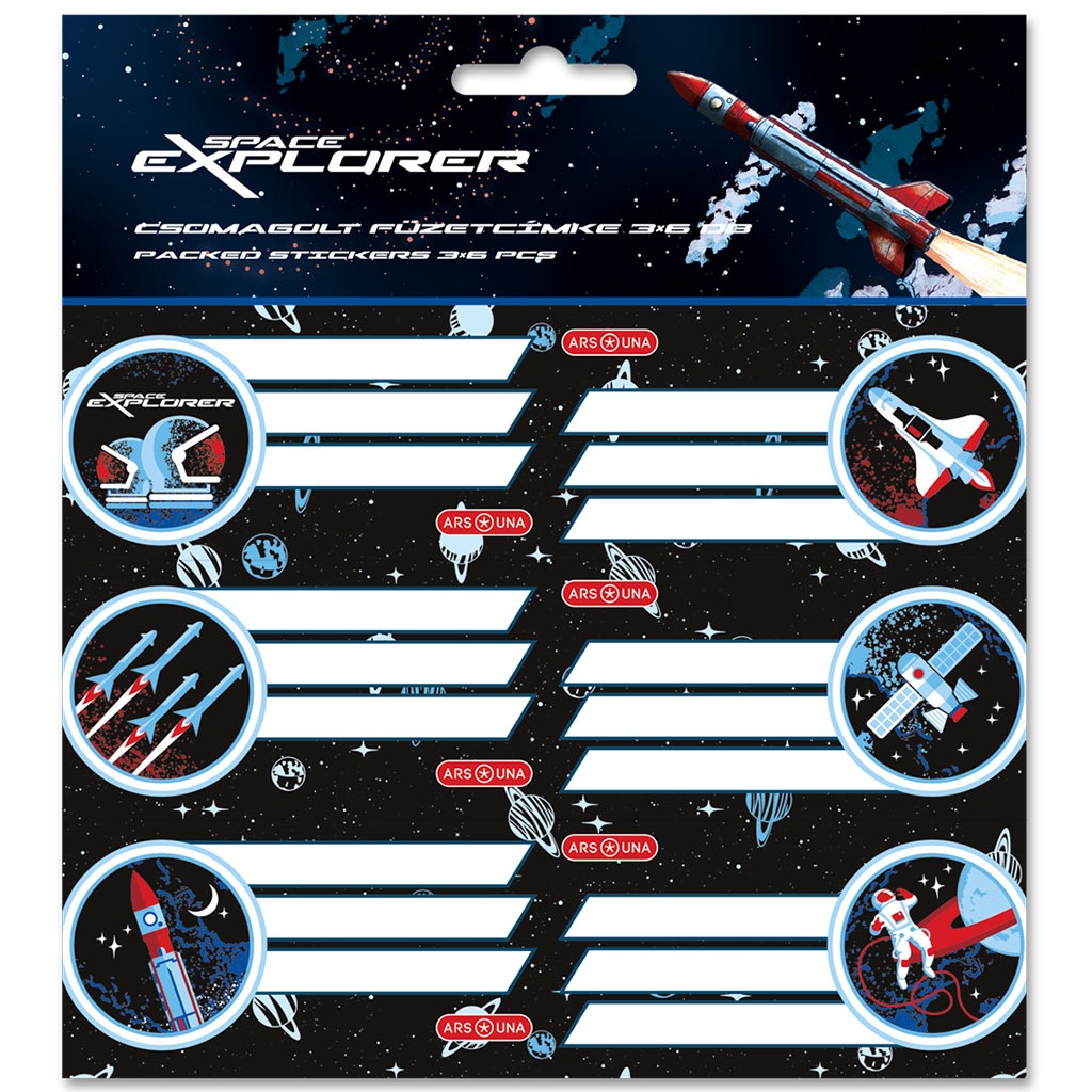 Ars Una: Space Explorer opakowane etykiety na zeszyt 3x6 szt. kép 1