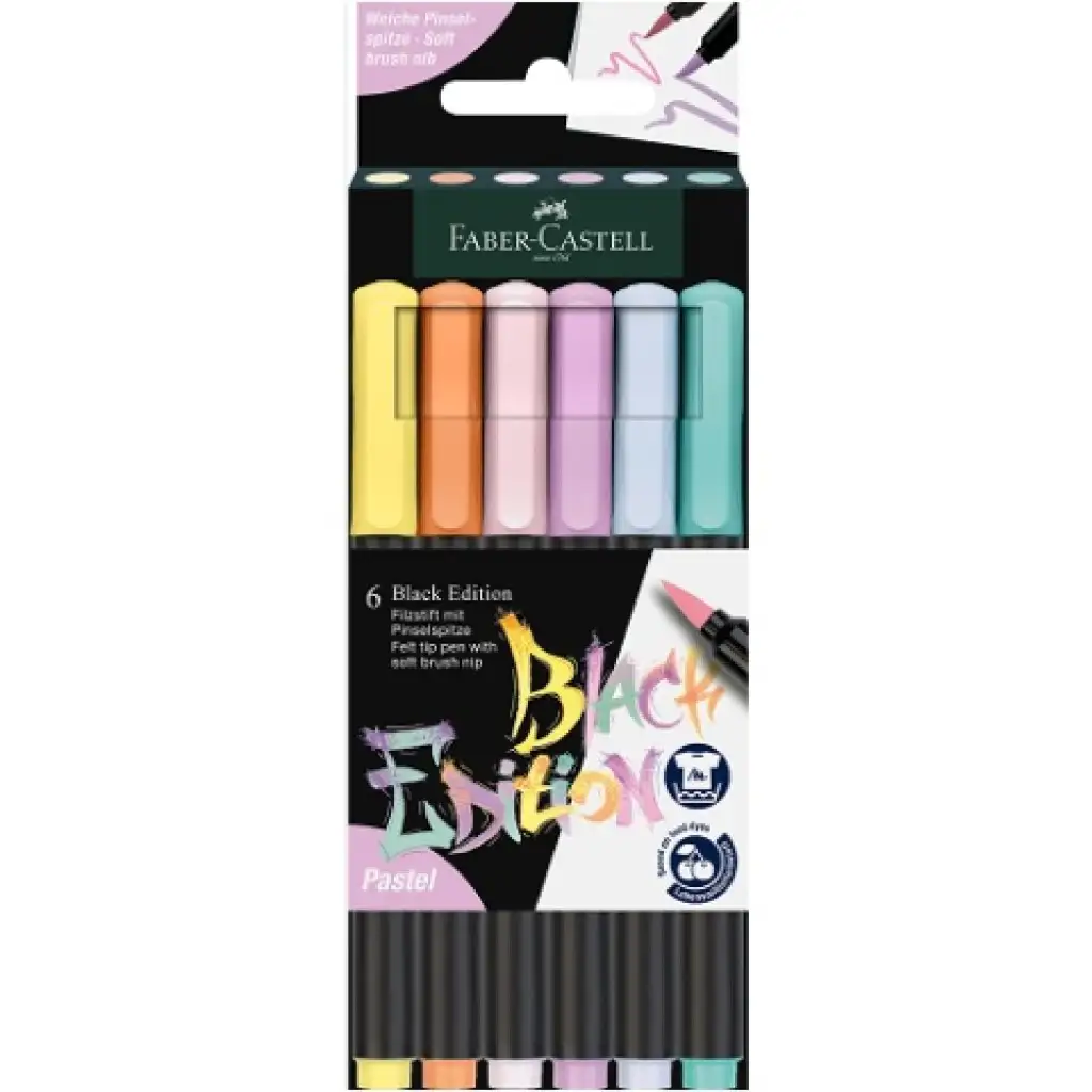 Faber-Castell: Black Edition pastel colors zestaw 6 kolorowych markerów