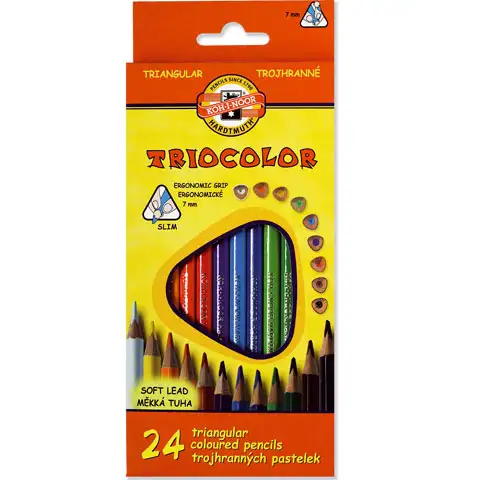 Ico: Zestaw kolorowych kredek Koh-I-Noor Triocolor, 24 sztuki