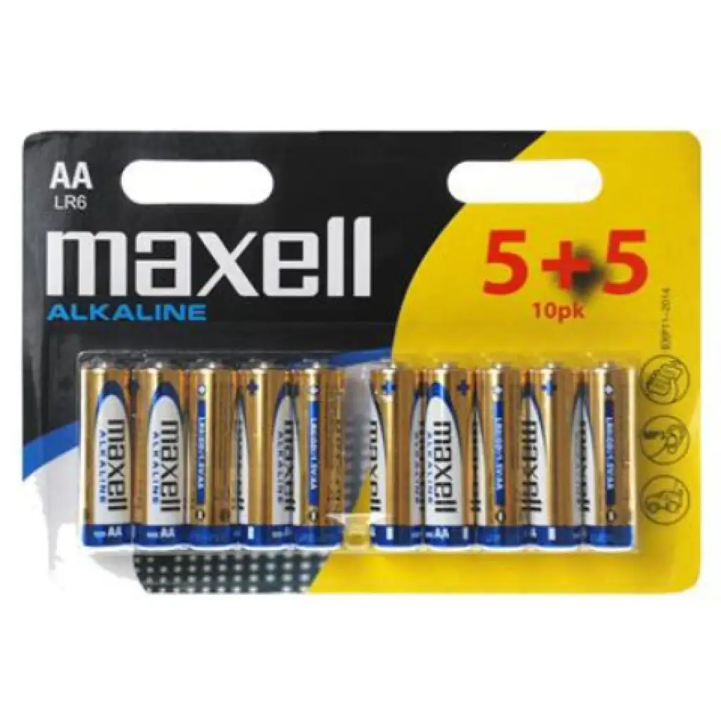 Maxell: Bateria alkaliczna 1,5V AA LR6 w opakowaniu typu blister 5+5 sztuk