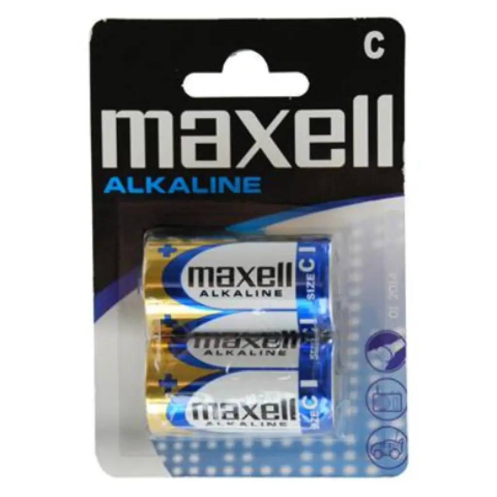 Maxell: Bateria alkaliczna typu baby 1,5V LR14, 2 sztuki w opakowaniu blisterowym