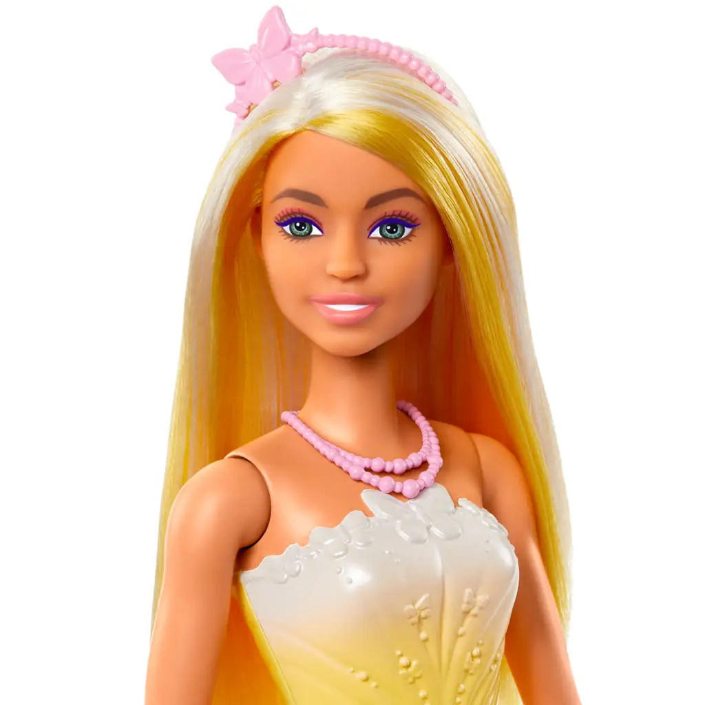 Barbie Dreamtopia: Księżniczka lalka w żółto-różowej sukience z motylkami - Mattel zdjęcie 3