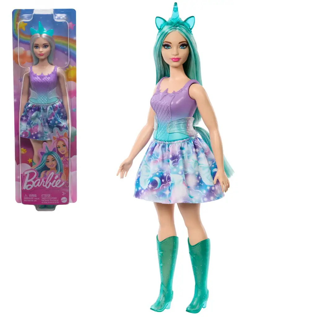 Barbie Dreamtopia: Lalka jednorożca w niebiesko-fioletowej sukience - Mattel zdjęcie 1