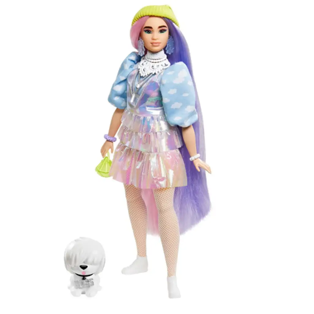 Barbie Extra: Lalka w błyszczącej sukience z ulubieńcem - Mattel zdjęcie 2