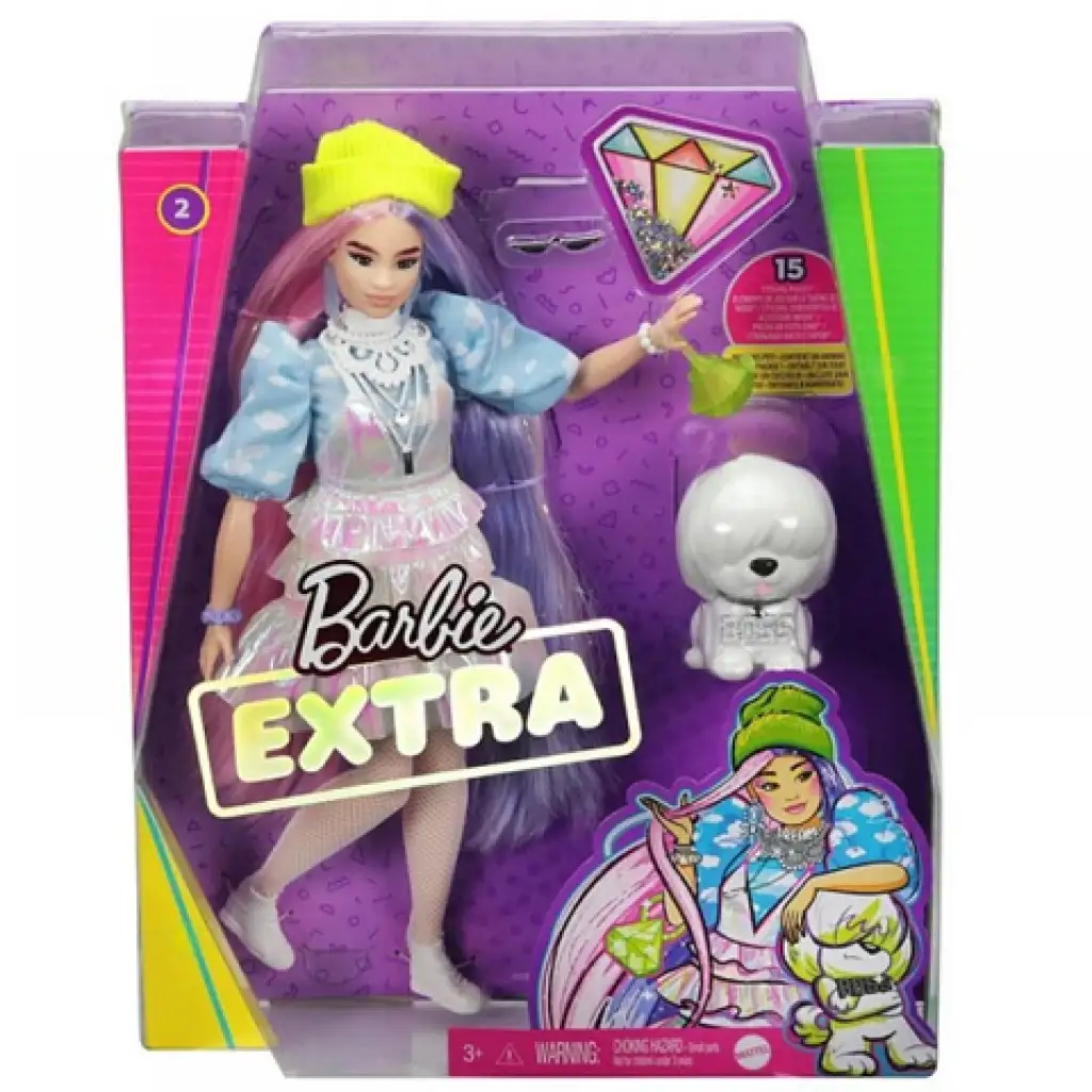 Barbie Extra: Lalka w błyszczącej sukience z ulubieńcem - Mattel zdjęcie 1