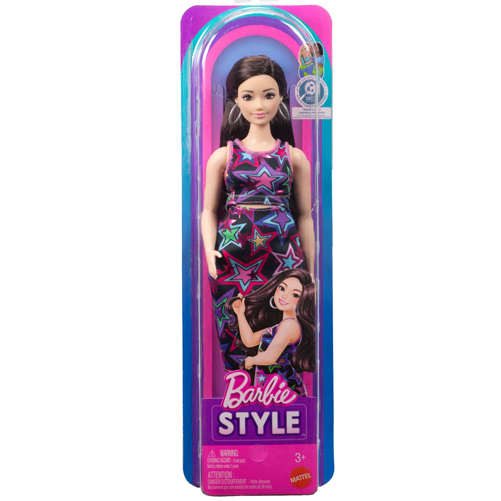 Barbie Fashionista Przyjaciółki stylowa lalka modowa w sukience w gwiazdy - Mattel zdjęcie 1