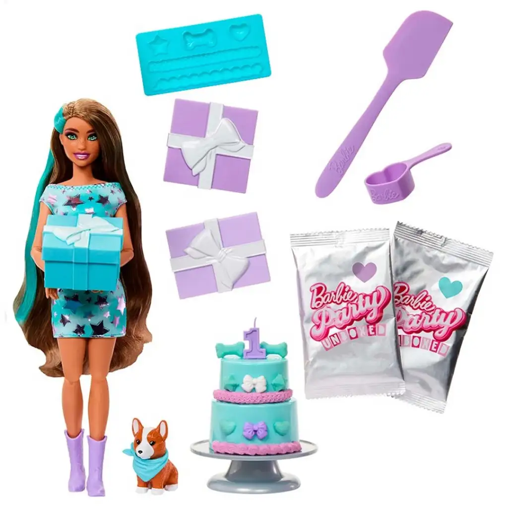 Barbie: Niespodzianka na przyjęciu z lalką i psem Corgi - Mattel zdjęcie 2