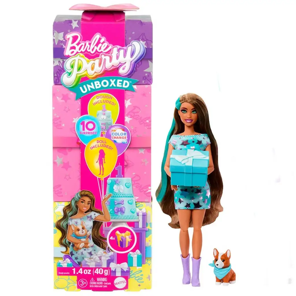Barbie: Niespodzianka na przyjęciu z lalką i psem Corgi - Mattel zdjęcie 1