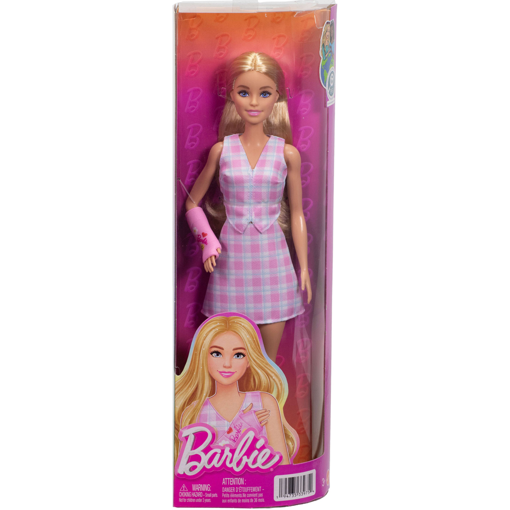 Barbie: Przyjaciółki Fashionista stylowa lalka modowa w różową kratkę w gipsie – Mattel zdjęcie 1