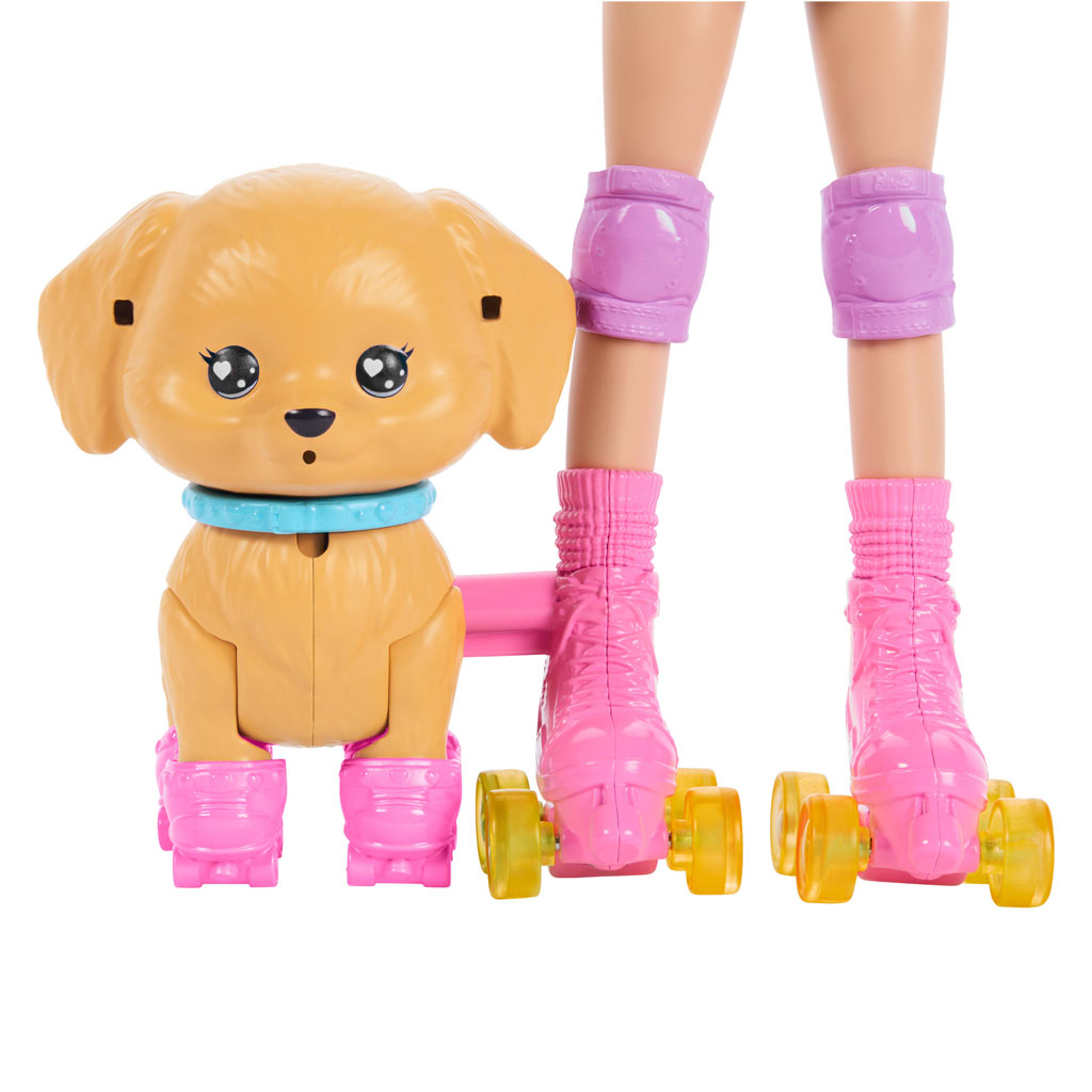 Barbie Spacerka z Psem Zestaw na Rolkach - Blondynka - Mattel zdjęcie 5