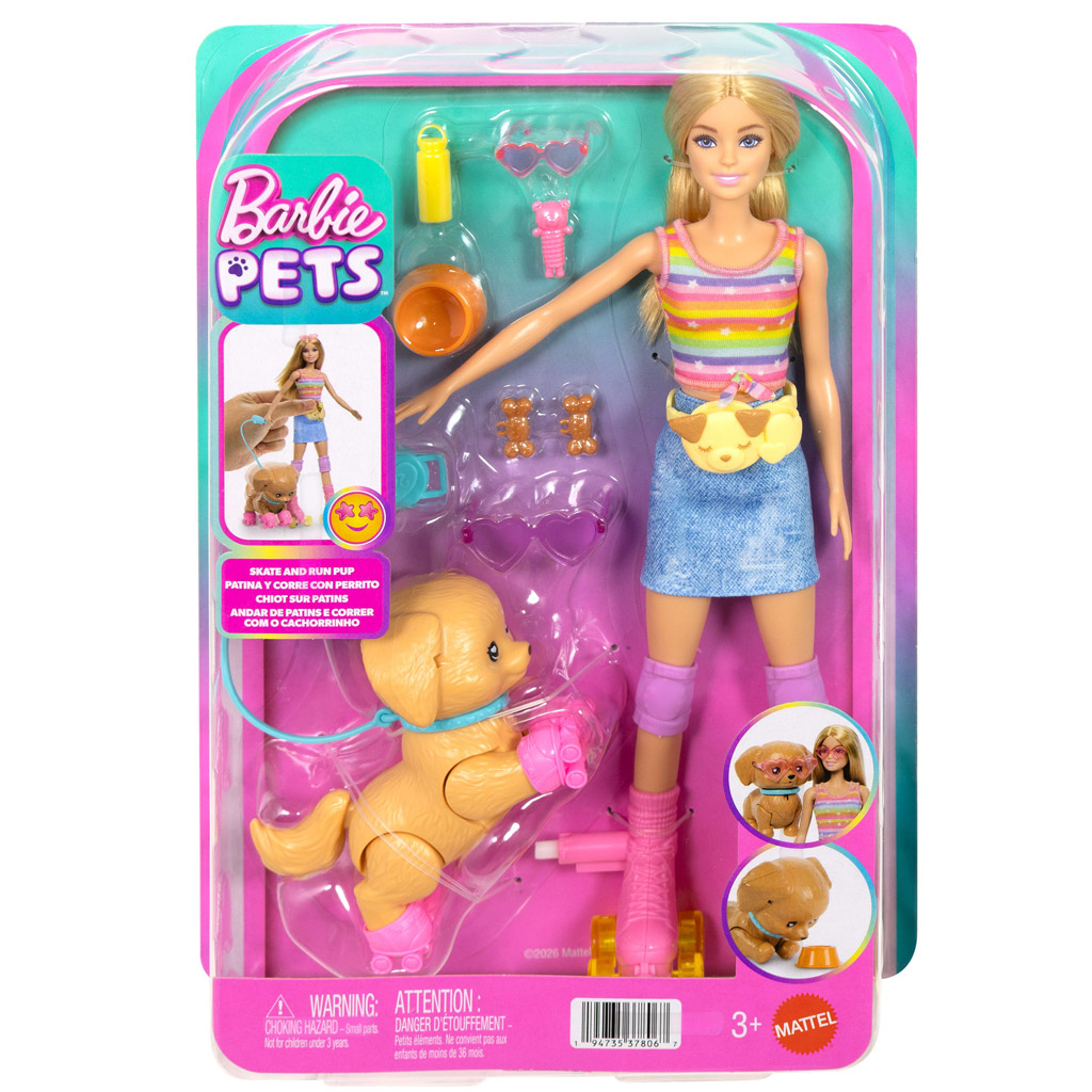 Barbie Spacerka z Psem Zestaw na Rolkach - Blondynka - Mattel zdjęcie 1