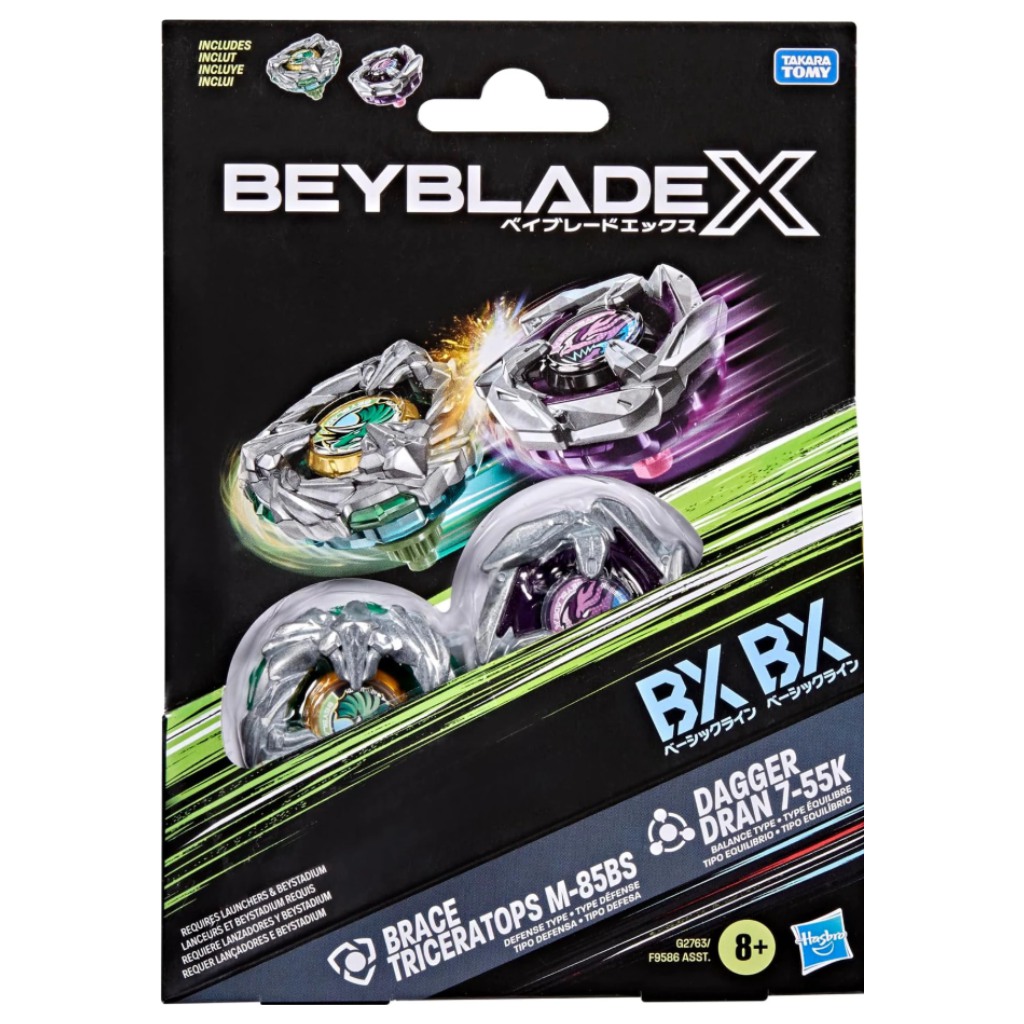 Beyblade X Brace Triceratops M-85BS i Dagger Dran 7-55R zestaw wirujących topów - Hasbro zdjęcie 1