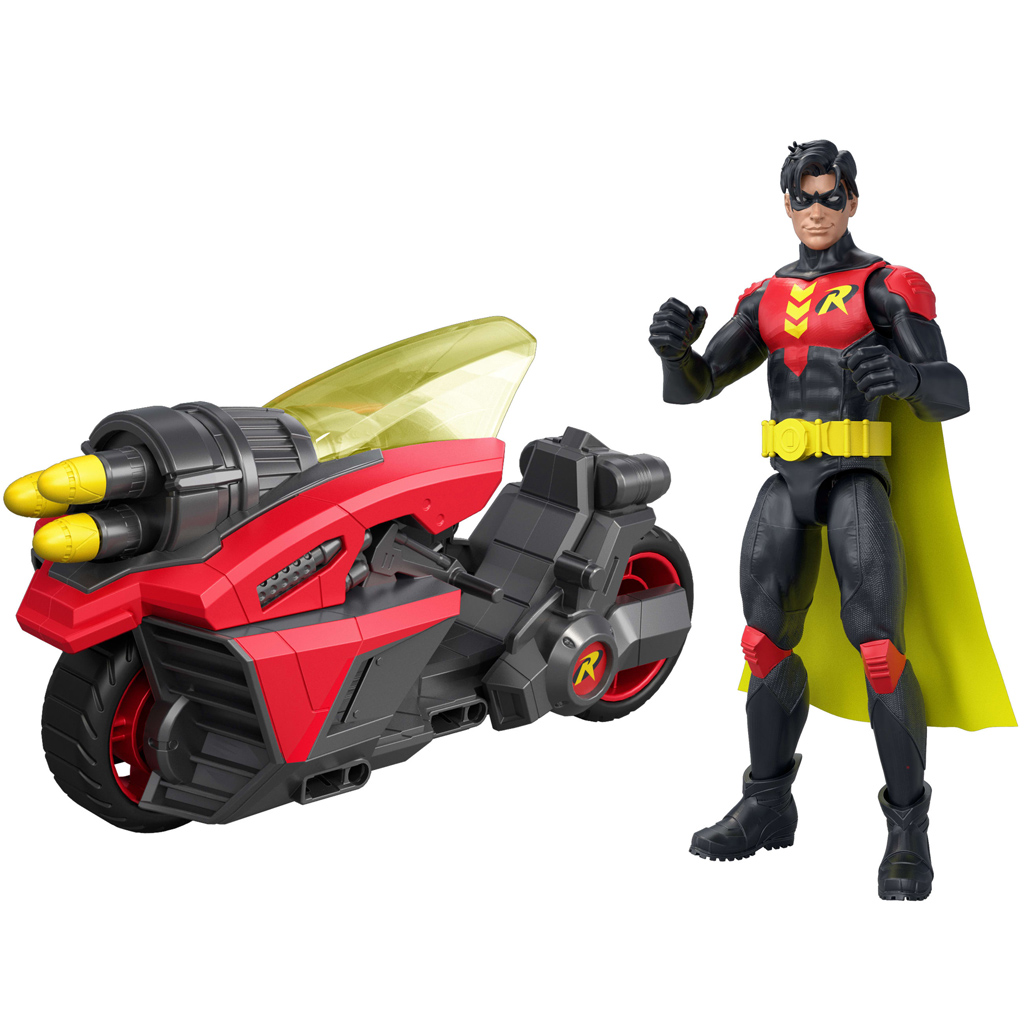 DC Robin figurka akcji z motocyklem i wyrzutnią rakiet – Mattel zdjęcie 2