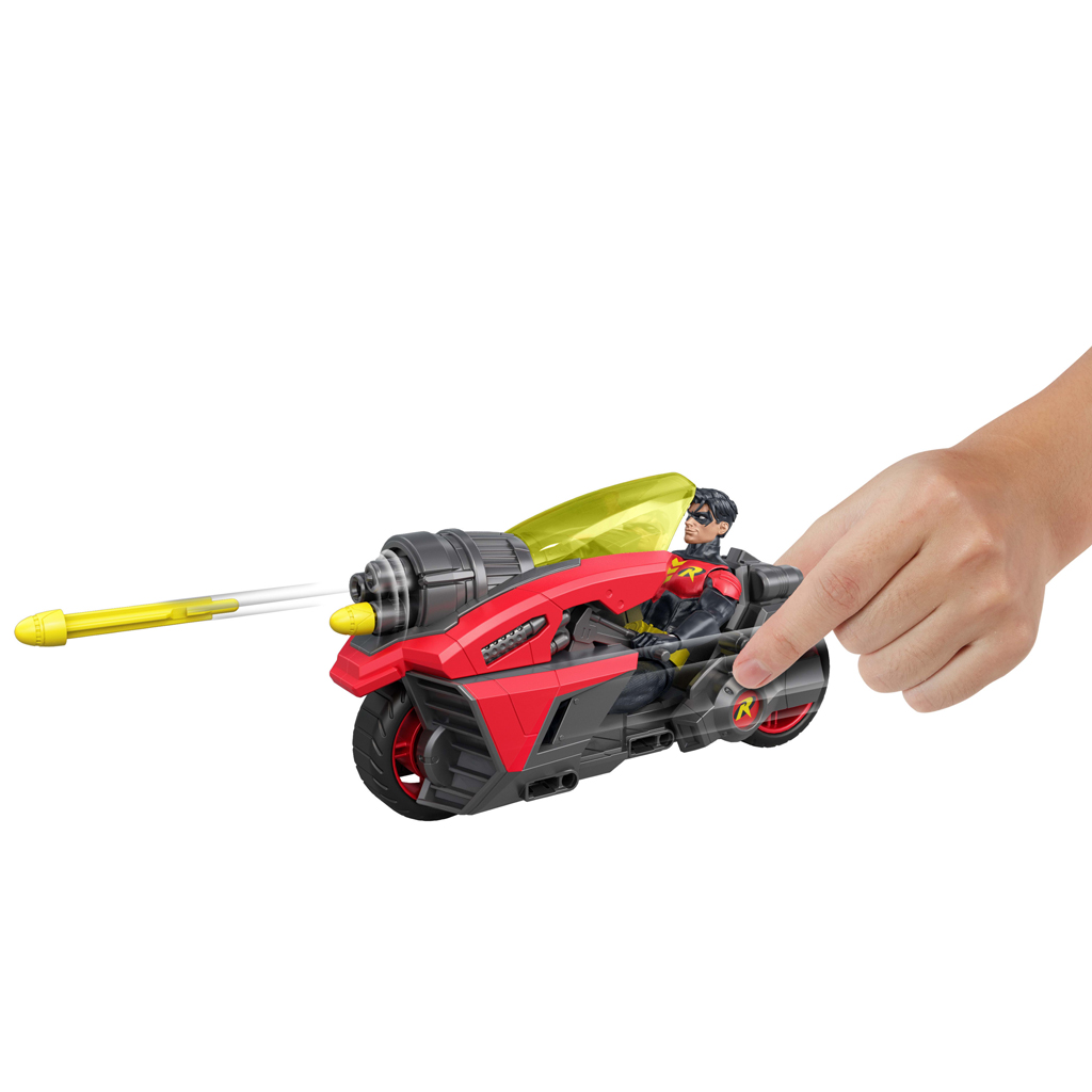 DC Robin figurka akcji z motocyklem i wyrzutnią rakiet – Mattel zdjęcie 3