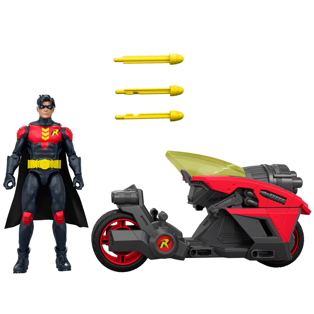 DC Robin figurka akcji z motocyklem i wyrzutnią rakiet – Mattel zdjęcie 4