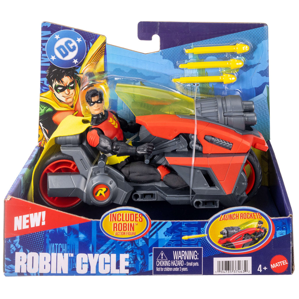 DC Robin figurka akcji z motocyklem i wyrzutnią rakiet – Mattel zdjęcie 1