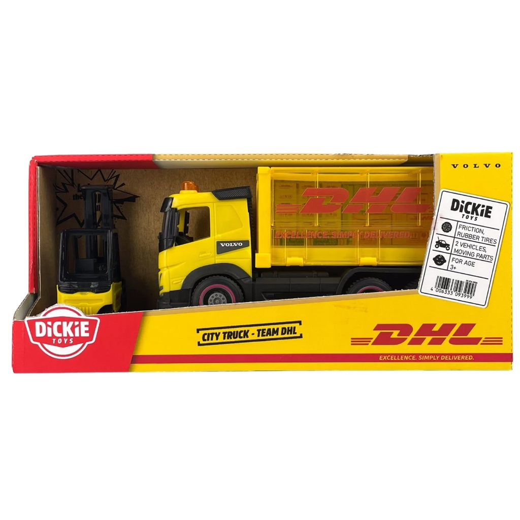 DHL Volvo ciężarówka z wózkiem widłowym - Dickie Toys zdjęcie 1