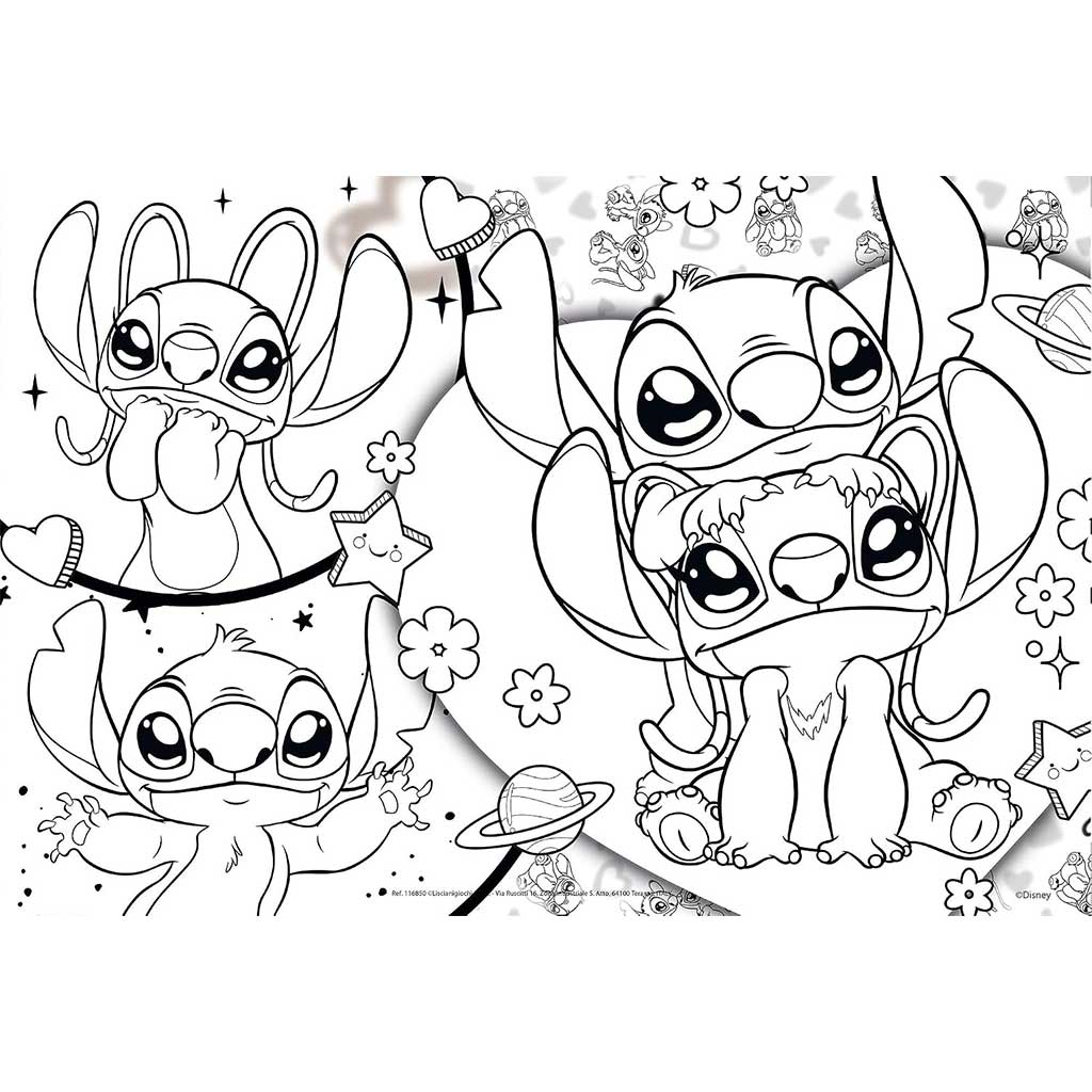 Disney Stitch 2 w 1 250-elementowa układanka i kolorowanka 50x35cm - Lisciani zdjęcie 2