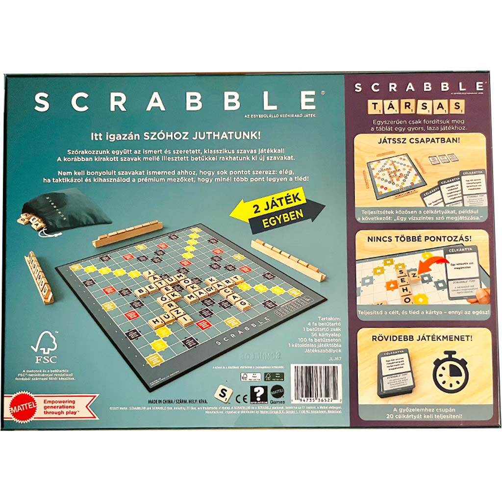 Drewniane Scrabble Original i Gra 2w1 - Mattel zdjęcie 2