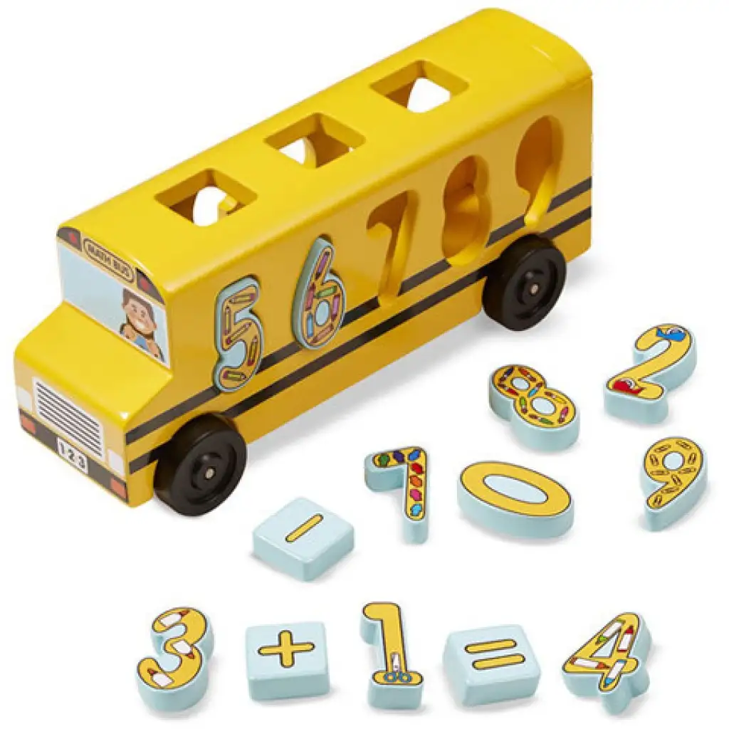 Drewniany sorter kształtów autobus szkolny z cyframi - Melissa & Doug zdjęcie 2