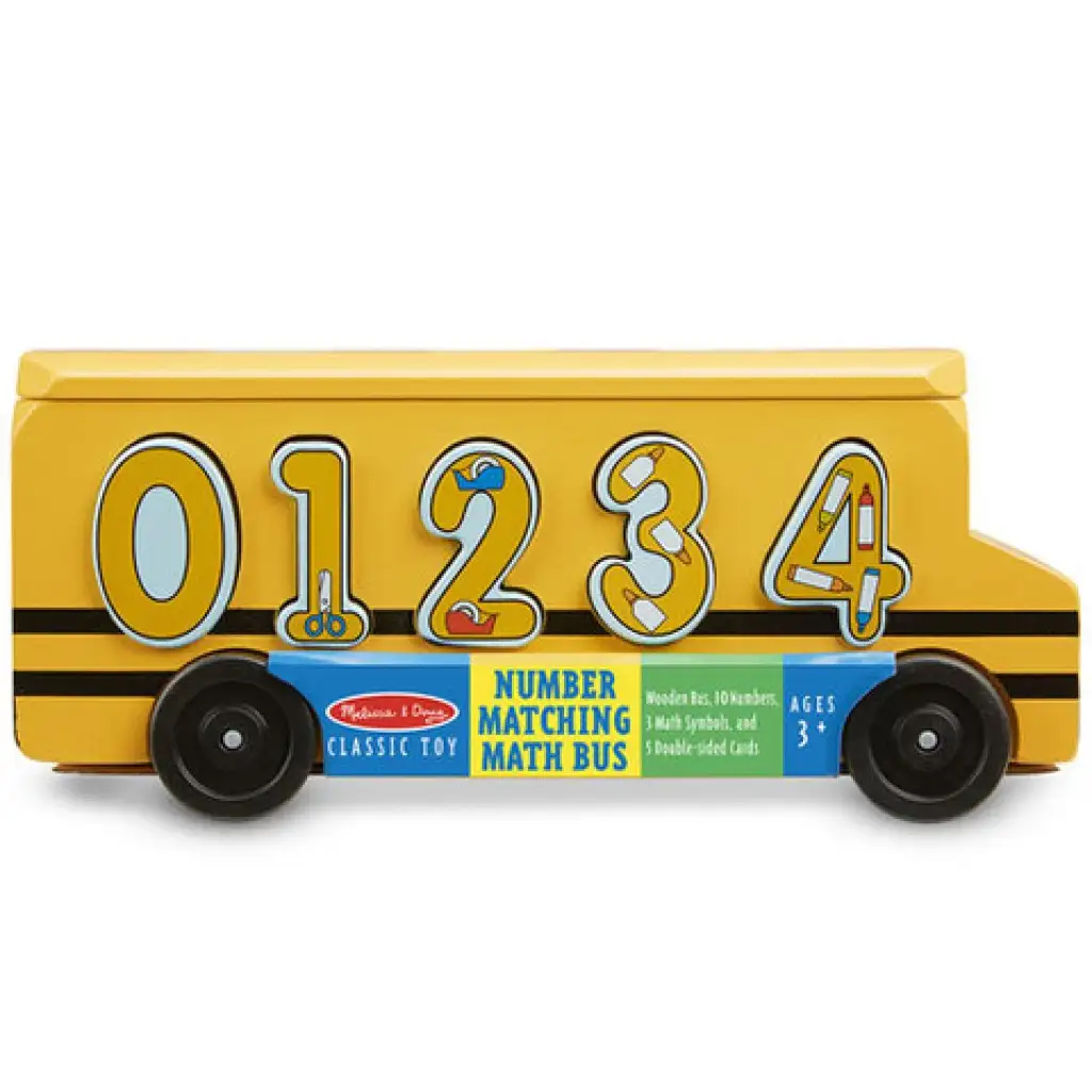 Drewniany sorter kształtów autobus szkolny z cyframi - Melissa & Doug zdjęcie 1