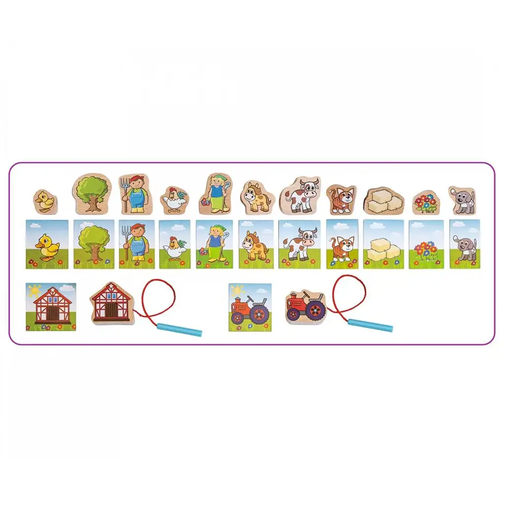 Eichhorn: Drewniana zabawka do nawlekania na farmie 13 sztuk - Simba Toys zdjęcie 2