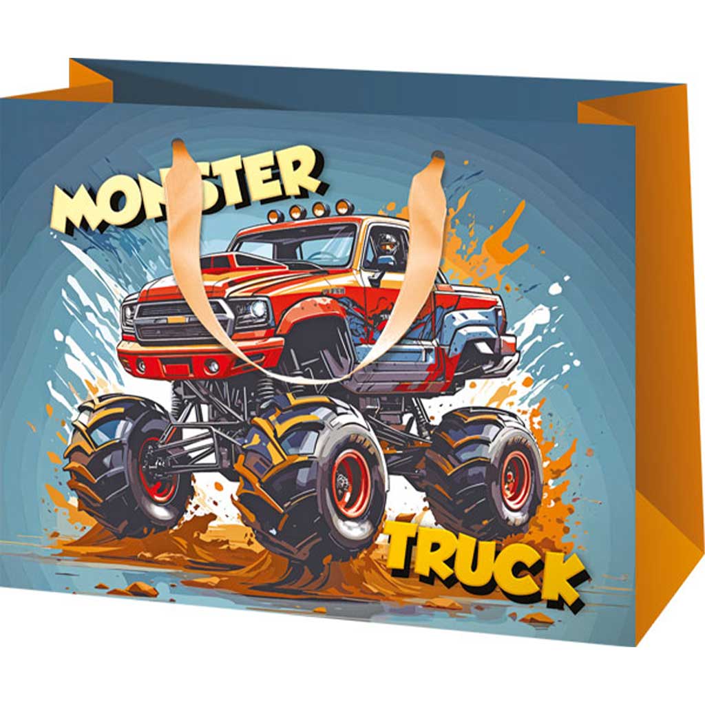 Ekskluzywna torba prezentowa z wzorem Monster Truck 26x13x33cm zdjęcie 1