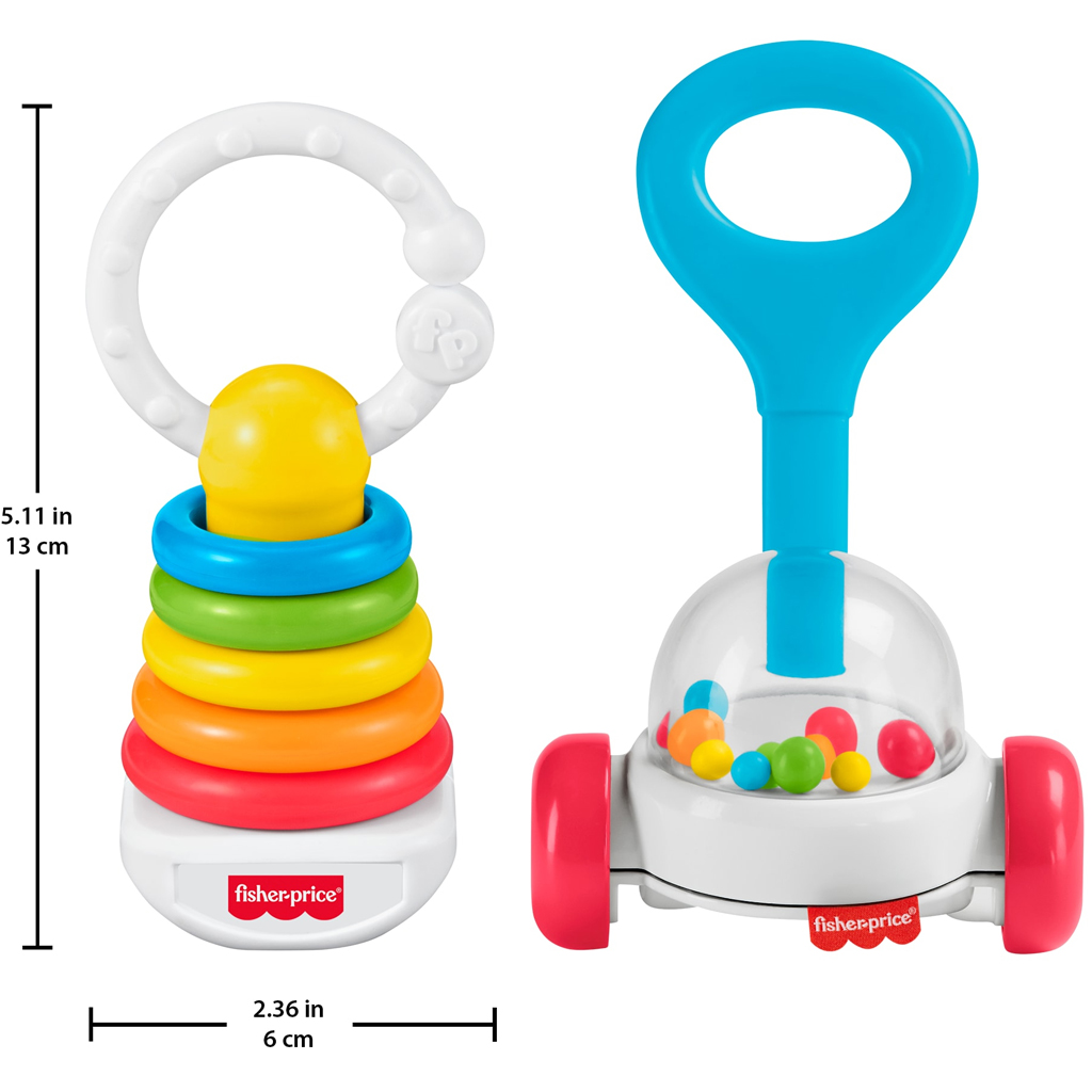 Fisher-Price: 2 sztuki kolorowy zestaw grzechotek dla niemowląt - Mattel zdjęcie 3