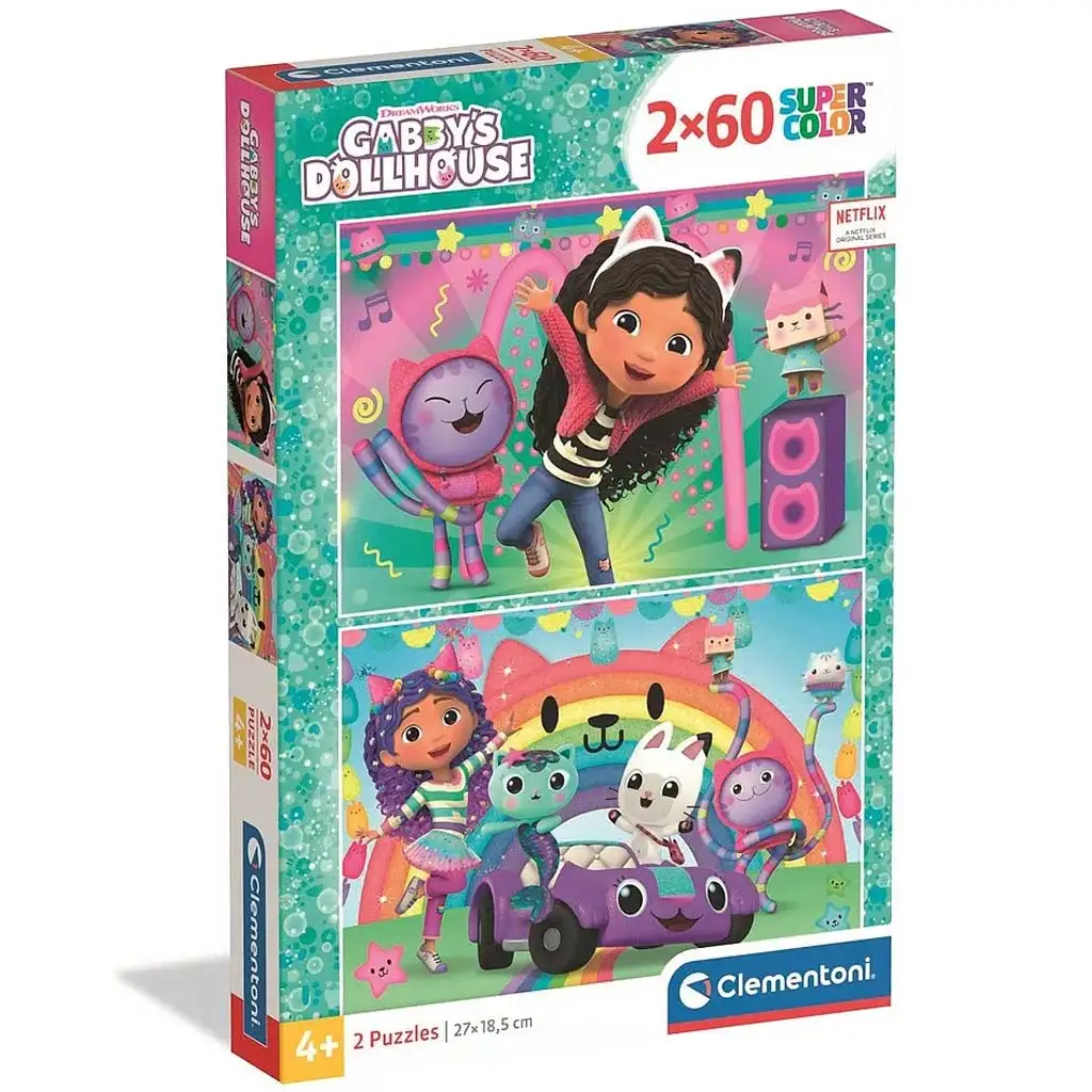 Gabi domek dla lalek: Super Color Puzzle 2x60 elementów - Clementoni zdjęcie 1