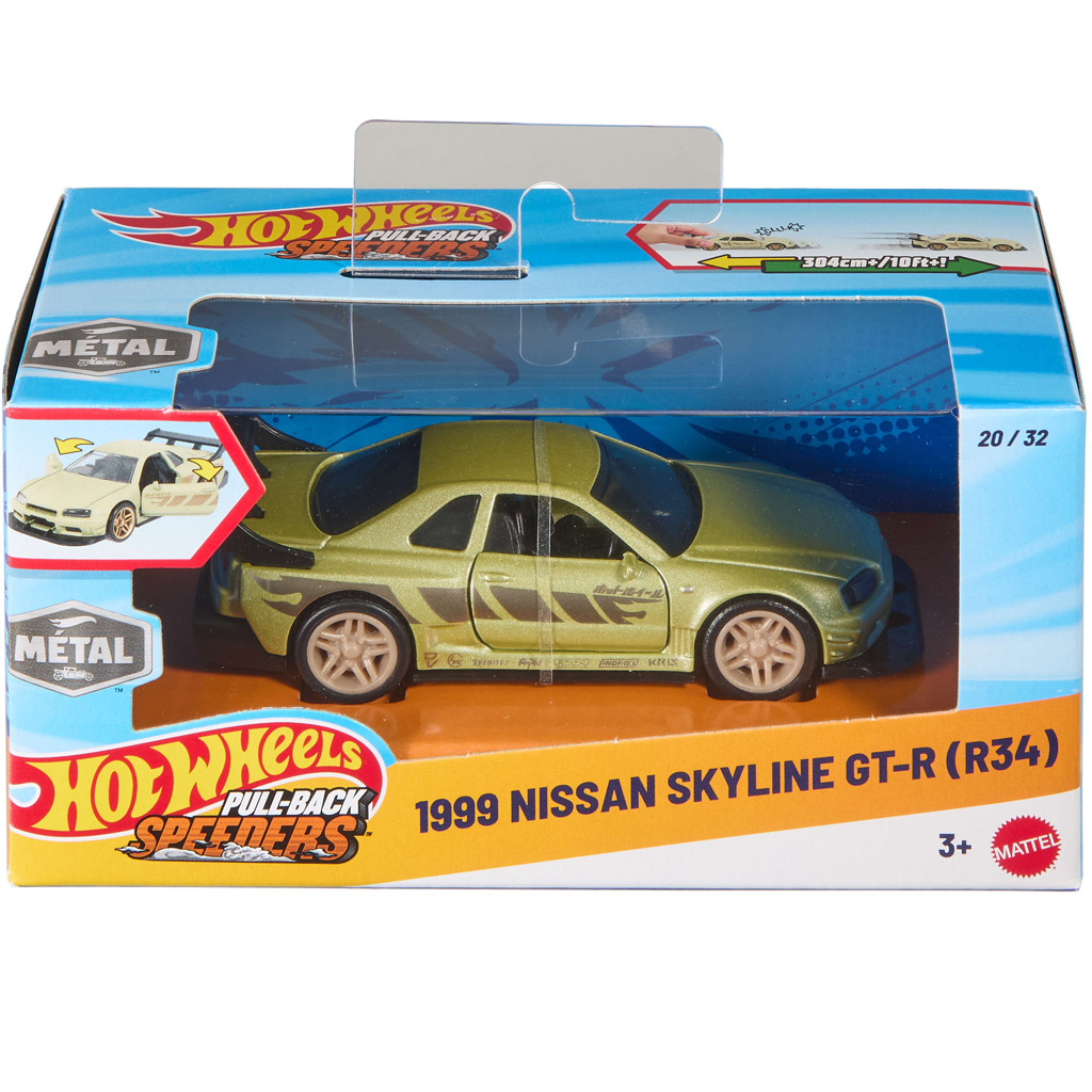 Hot Wheels: 1999 Nissan Skyline GT-R (R34) samochód na wciągnięcie 1/43 - Mattel zdjęcie 1