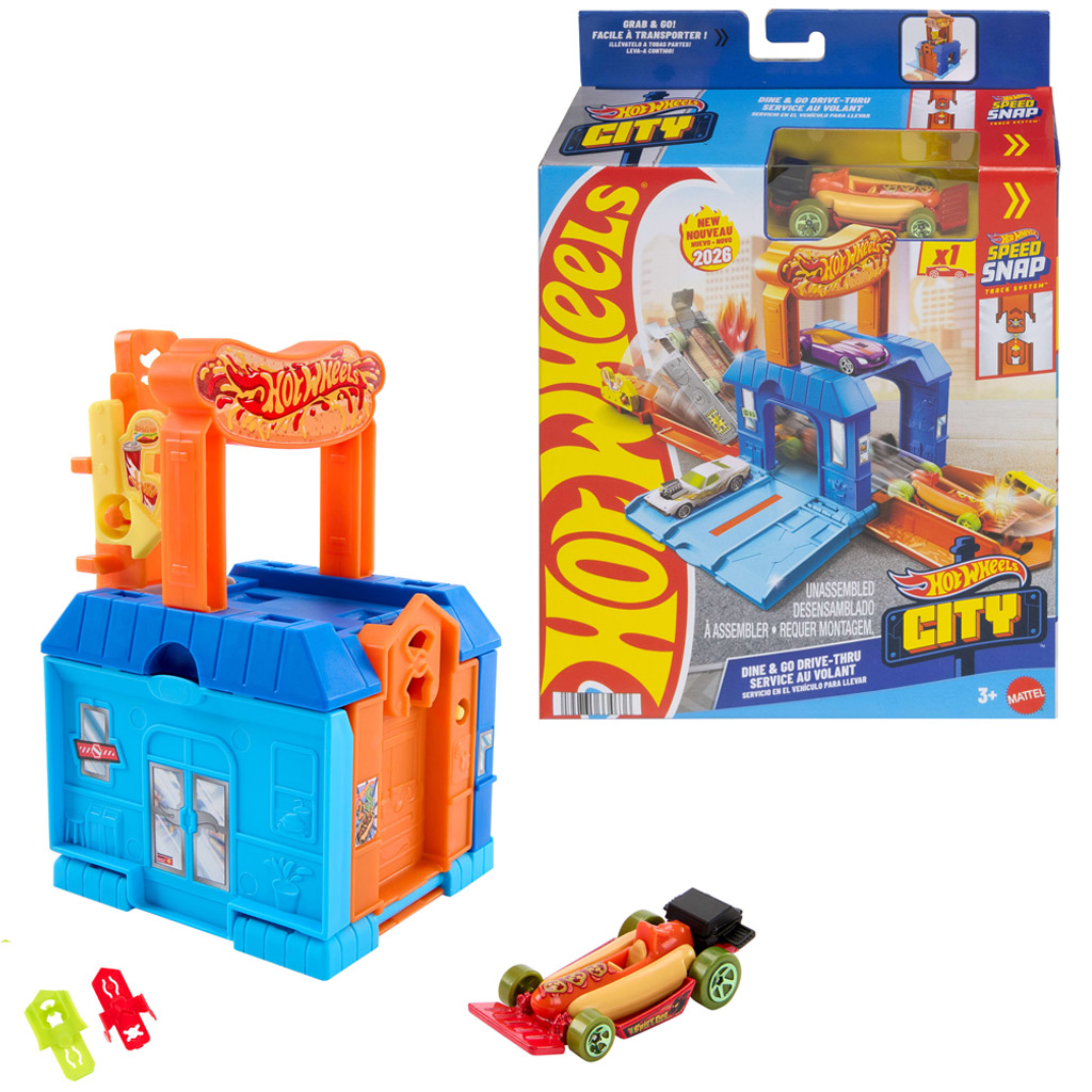 Hot Wheels: City Dine & Go restauracja samochodowa zestaw torów podstawowych – Mattel zdjęcie 1