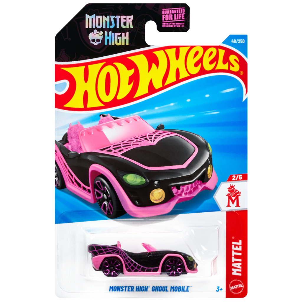 Hot Wheels: Monster High Ghoul Mobile czarny samochód 1/64 - Mattel zdjęcie 1