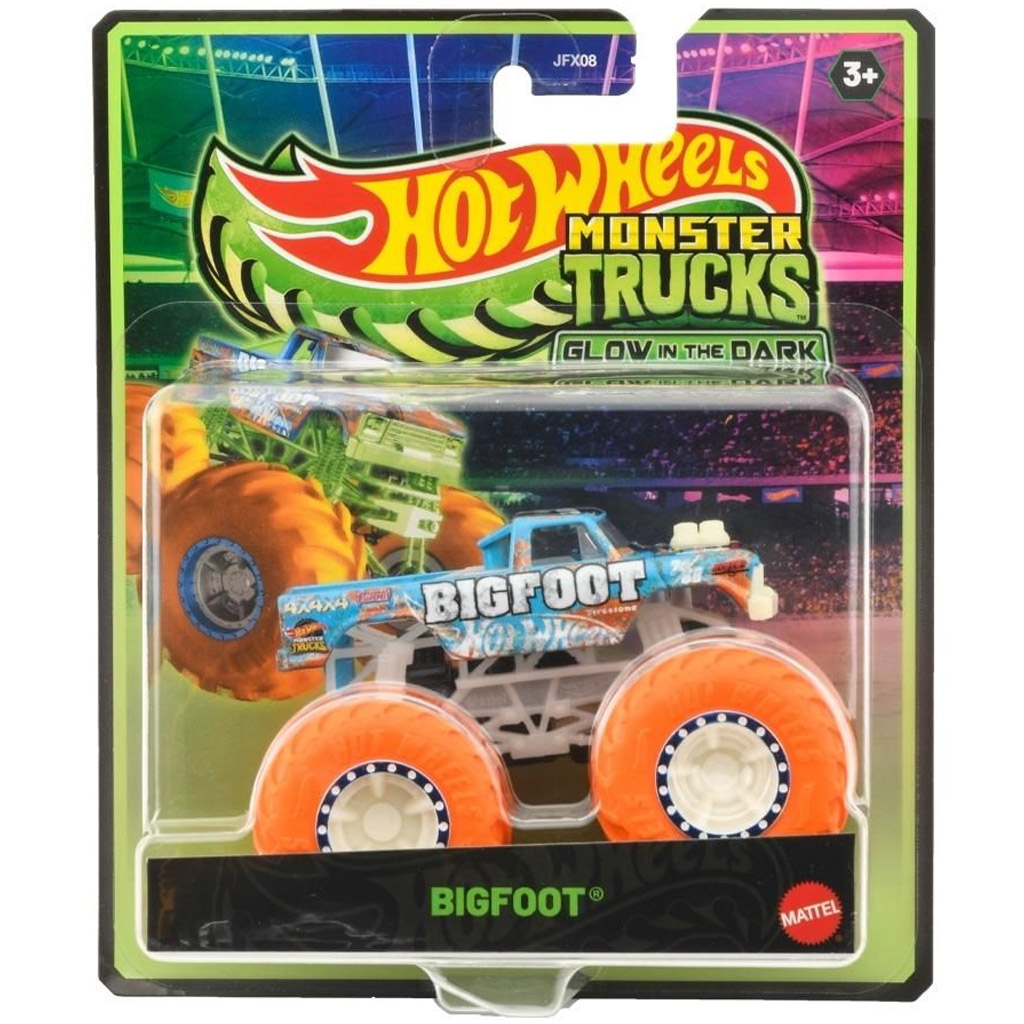 Hot Wheels Monster Trucks Bigfoot świecący w ciemności samochodzik 1/64 - Mattel zdjęcie 1