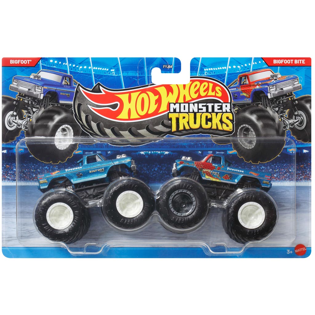 Hot Wheels Monster Trucks: Bigfoot vs Bigfoot Bite zestaw 2 samochodów 1/64 - Mattel zdjęcie 1