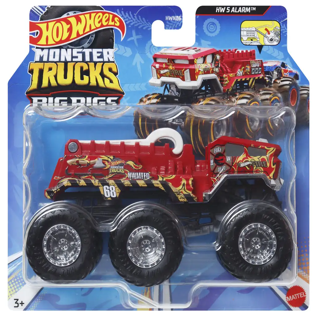 Hot Wheels Monster Trucks: Duże ciężarówki HW 5 Alarm pojazd z 6 kołami 1:64 - Mattel zdjęcie 1