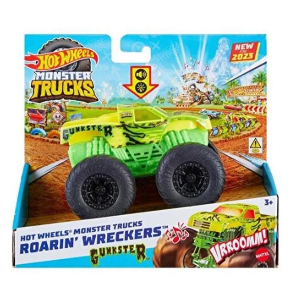 Hot Wheels Monster Trucks: Gunkster samochód potwór z efektami świetlnymi i dźwiękowymi 1/43 - Mattel zdjęcie 1