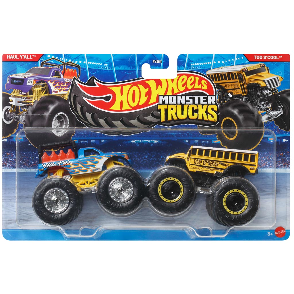 Hot Wheels Monster Trucks: Haul Y'All vs Too S'Cool zestaw 2 samochodów 1/64 - Mattel zdjęcie 1