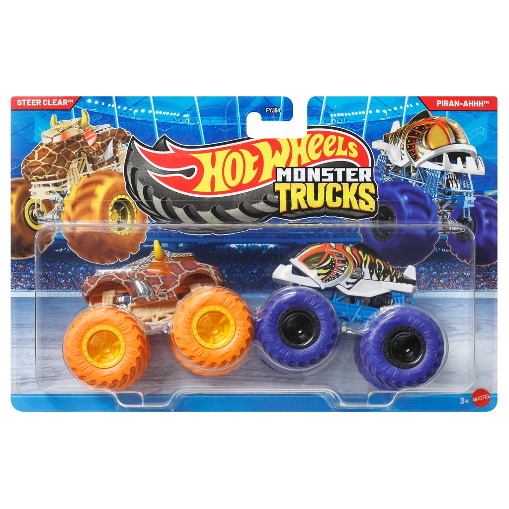 Hot Wheels Monster Trucks: Steer Clear vs Piran-Ahhh zestaw 2 samochodów 1/64 - Mattel zdjęcie 1