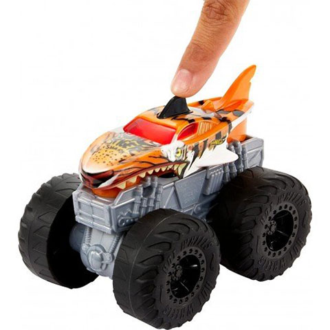 Hot Wheels Monster Trucks Tiger Shark pojazd z światłami i dźwiękami 1/43 - Mattel zdjęcie 3