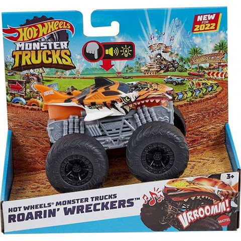 Hot Wheels Monster Trucks Tiger Shark pojazd z światłami i dźwiękami 1/43 - Mattel zdjęcie 1