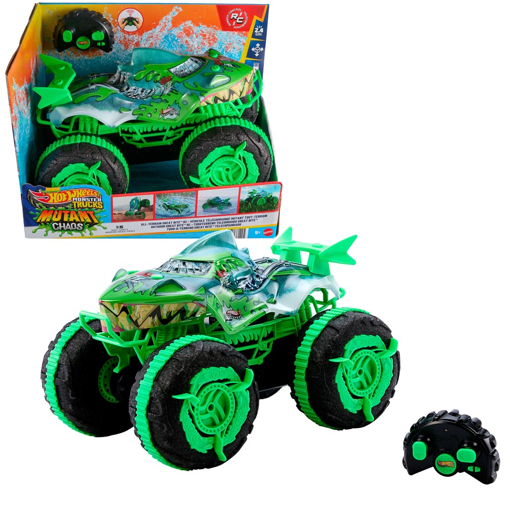Hot Wheels Monster Trucks Zdalnie Sterowany Pojazd Amfibijny Great Bite 1/15 - Mattel zdjęcie 2