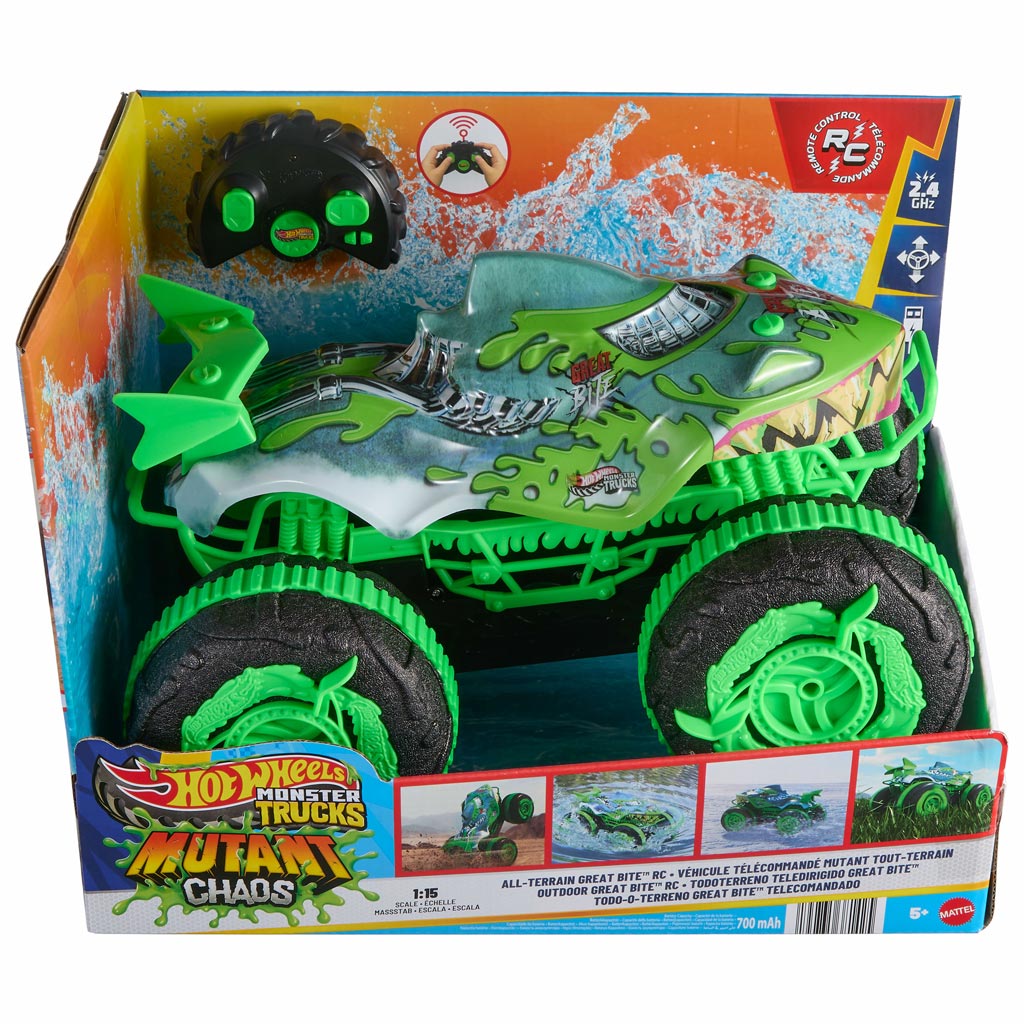 Hot Wheels Monster Trucks Zdalnie Sterowany Pojazd Amfibijny Great Bite 1/15 - Mattel zdjęcie 1