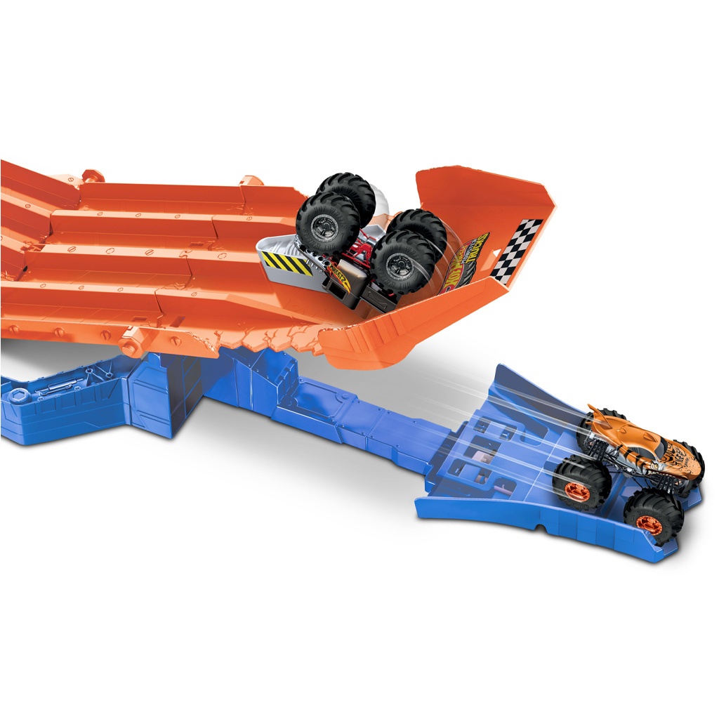 Hot Wheels Monster Trucks: Zestaw torów z 2 małymi samochodami - Mattel zdjęcie 3