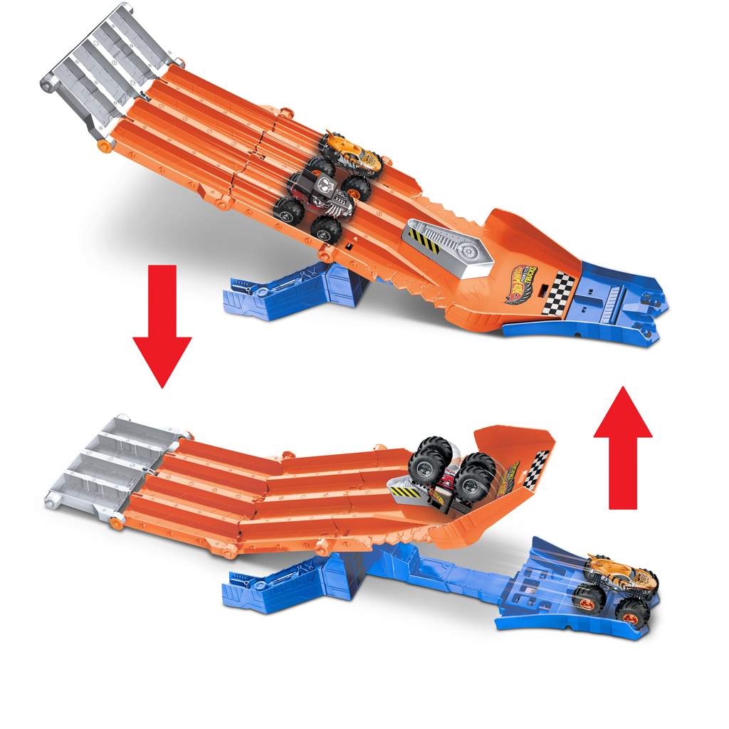 Hot Wheels Monster Trucks: Zestaw torów z 2 małymi samochodami - Mattel zdjęcie 4