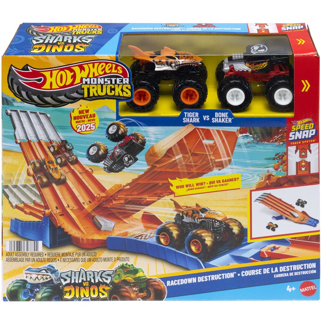 Hot Wheels Monster Trucks: Zestaw torów z 2 małymi samochodami - Mattel zdjęcie 1