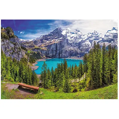 Jezioro Oeschinen Alpy, Szwajcaria 1500 elementów premium puzzle - Trefl zdjęcie 2