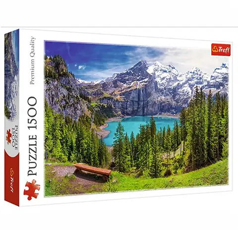 Jezioro Oeschinen Alpy, Szwajcaria 1500 elementów premium puzzle - Trefl zdjęcie 1